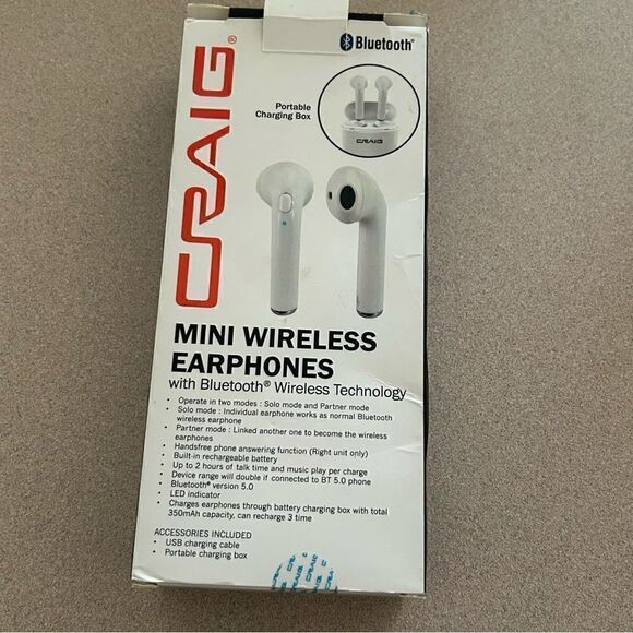 New, Craig Mini Wireless Earphones w/Bluetooth Wireless Technology - Picture 3 of 6